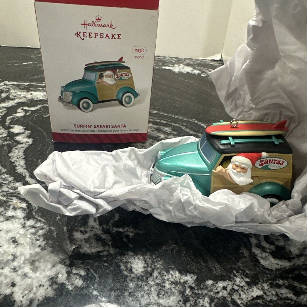 Hallmark Keepsake Ornament Surfin' Safari Santa w/Magic Sound - 2014 -NEW IN BOX